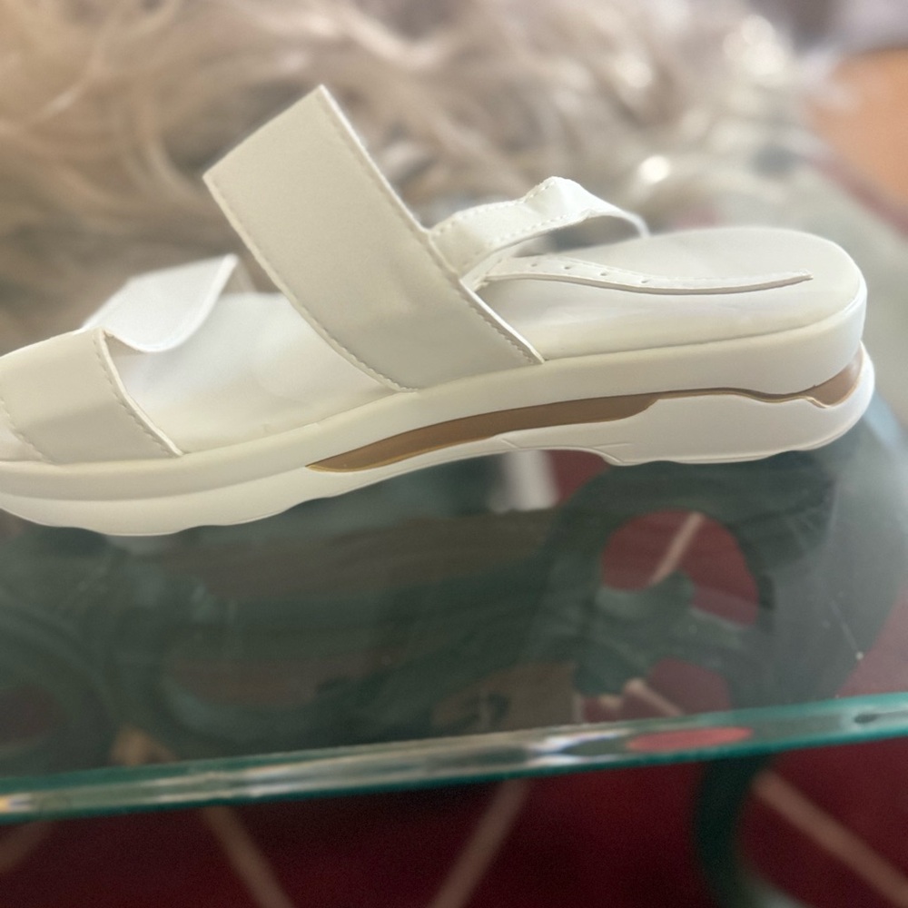 White Women's Slide Sandals with Cushioned Sole